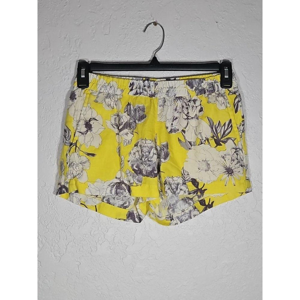 Kut From The Kloth Jansen Yellow Floral Print Linen Shorts Women's Size 2